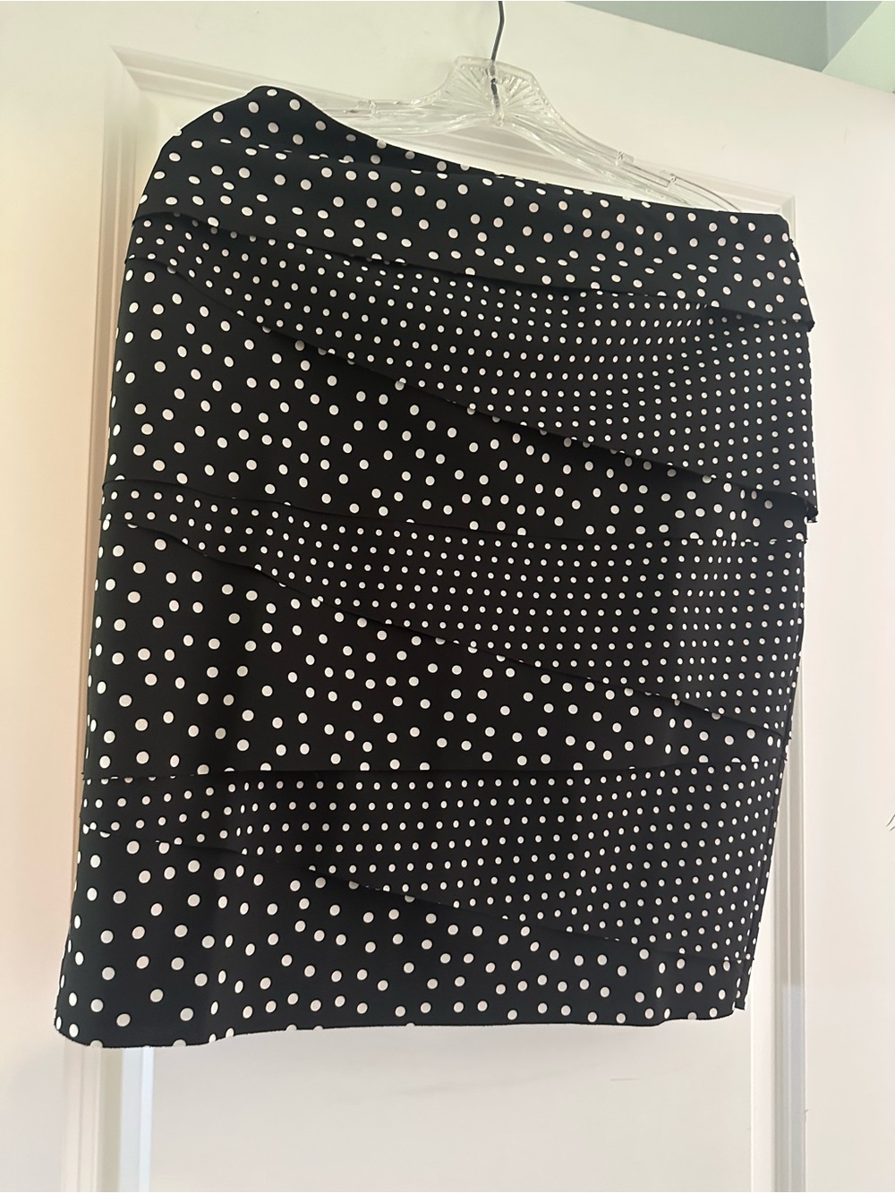 White House Black Market Black Skirt with White Polka Dots - Layered Pencil